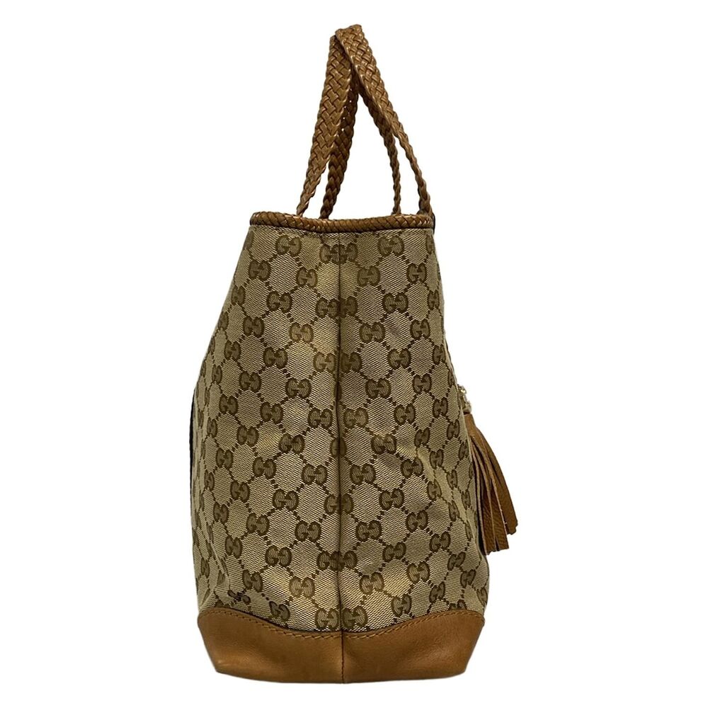 Gucci Marrakech Tote Bag 295326 Dark Brown Beige Light Brown Jacquard Leather - Picture 2 of 15
